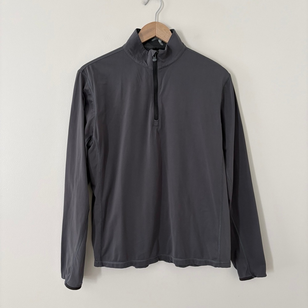 Greyson Pullover Quarter Zip Small Gray Athletic Performance Wolf Logo Stretch